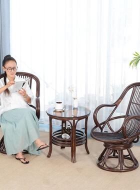 藤椅单人靠背椅子靠椅藤圈椅久坐舒服天然滕藤老人椅阳FVA台真三