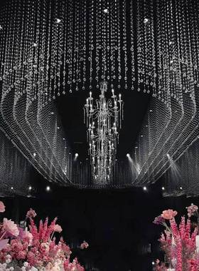 婚珠庆吊顶铁艺道具台婚礼装堂椭圆环黑色架子酒店舞布UPM置水晶