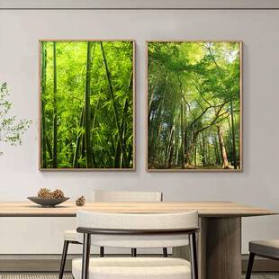 竹挂画中厅堂客厅三风景装饰画办公室竹联UPR子招财竹报平安林壁