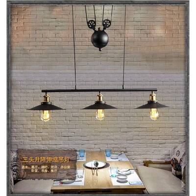 美吊工业风l式oft铁艺三头餐厅复古台球台室酒吧餐桌滑轮升HUA-D0