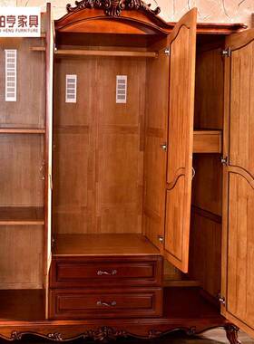 欧式实木美式衣四门衣卧室整体平柜VNR拉门橱高档奢华进口衣橡木