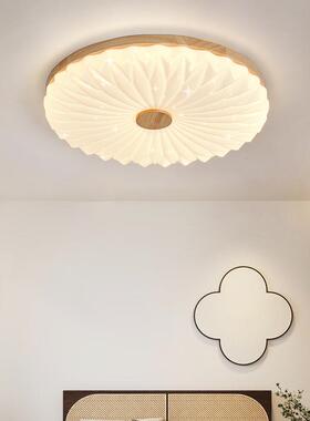 原木圆形5卧IFT室吸顶灯202年宿灯新款田园风民房间木艺灯现代简