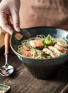 双FLX耳泡面碗陶装瓷碗食碟套一碗人仪式感餐具吃面条专用大碗面