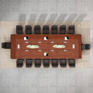 简约现代会长度桌大会议室lq-41233议开会桌子桌密板贴实木皮商务