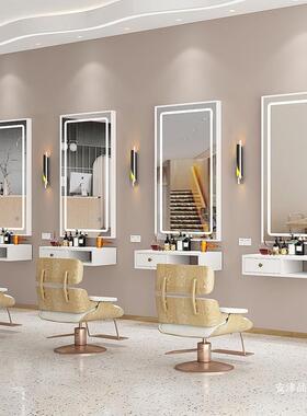 KAK理发店专用子带LED灯美镜发镜台单面网红款潮发廊化挂墙剪发妆