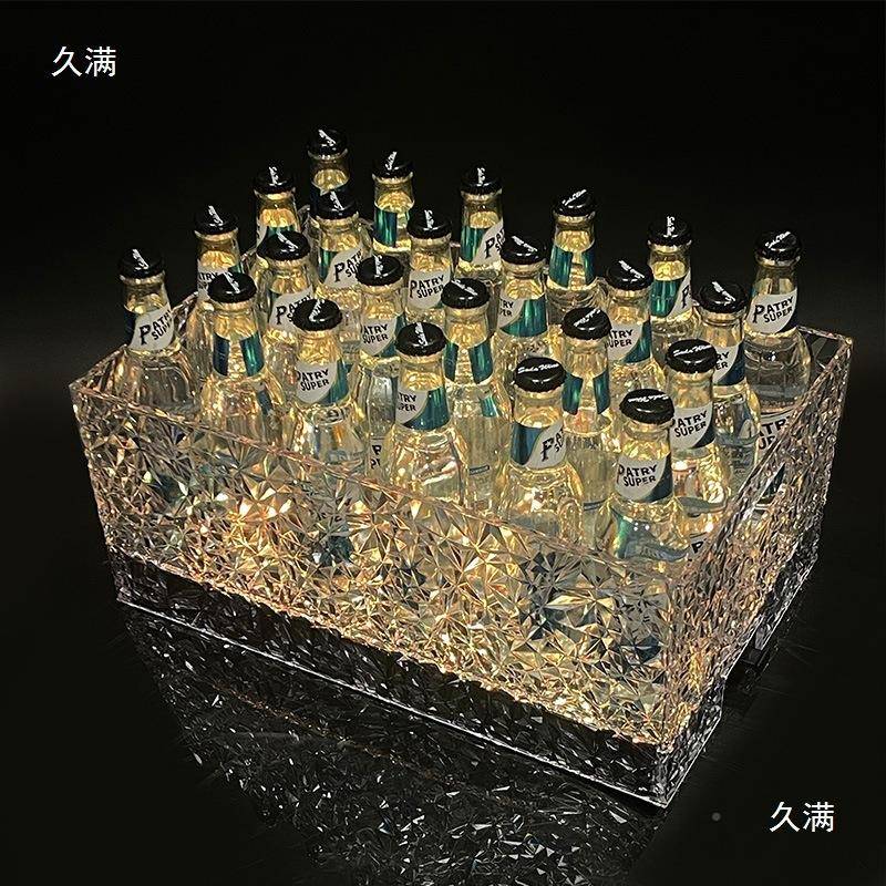 酒吧KVtlznfgyl发光桶创酒意长方形支装啤酒冰框香槟桶酒桶钻石T