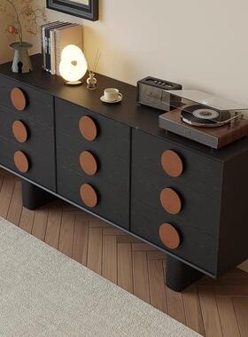 QKA中古实木九斗柜电视物柜法式复古黑色现简代厅约玄关柜客储餐