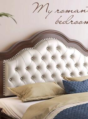 美乡村PQX复古木床软包实床1.8M双人床1.5家用m婚床气压式箱框储