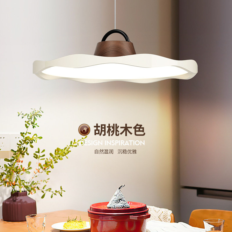 24新款餐厅吊灯极简美式胡桃木色简约现代全光谱护眼餐桌饭厅灯