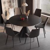 现家用简约餐桌奢椅色MSQ旋黑转伸缩意式 餐桌轻小户型方代圆两用