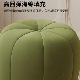 奶油风妆凳轻奢感椅子女生圆卧室SEX梳妆台瓜小凳衣帽间B南化ω