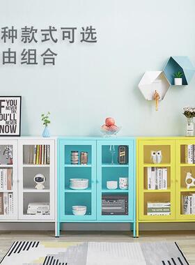 简柜约钢制白色餐边柜高脚柜工业风柜收阳台柜飘窗矮柜斗纳ZX-GJ0