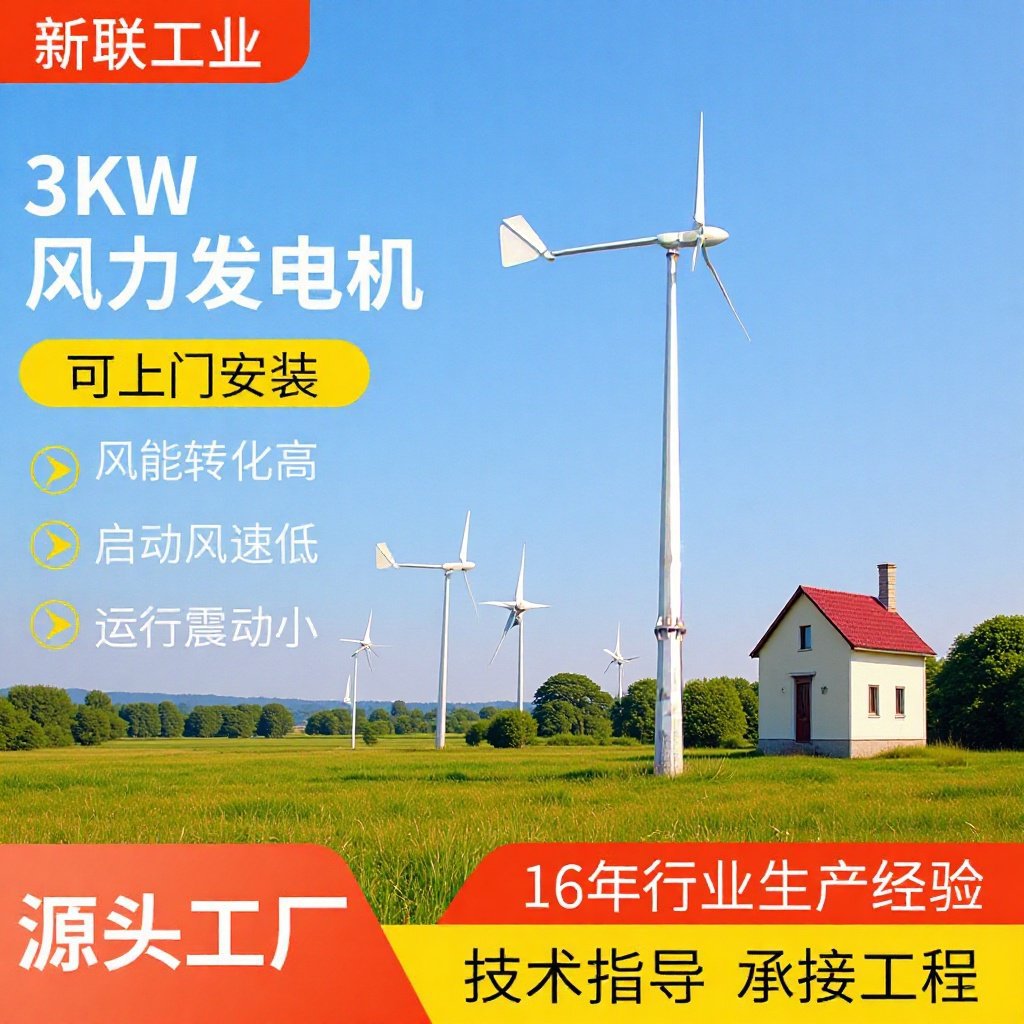 3kW风力发电机牧区海岛别墅小型风力发电设备户外山区风力发电机