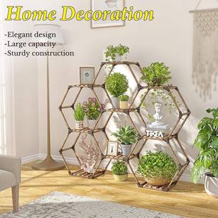 防实木多腐肉花架边形六花内架多层移动EJS置物架室外植物架