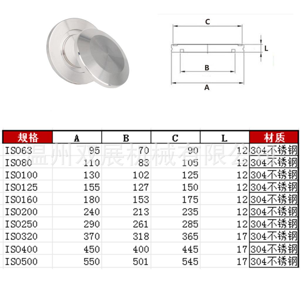 304不锈钢ISO真空8盲板63法高兰0685片10固0定160堵头200挡板250