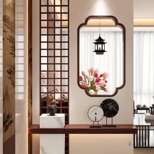 宋式美学格栅小窗复古风实风木玄关隔断造景茶XED轩室代宋屏海棠