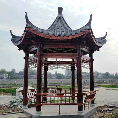 小青瓦六角四亭公园庭院休闲凉亭古建防木角亭腐景区174六角凉亭