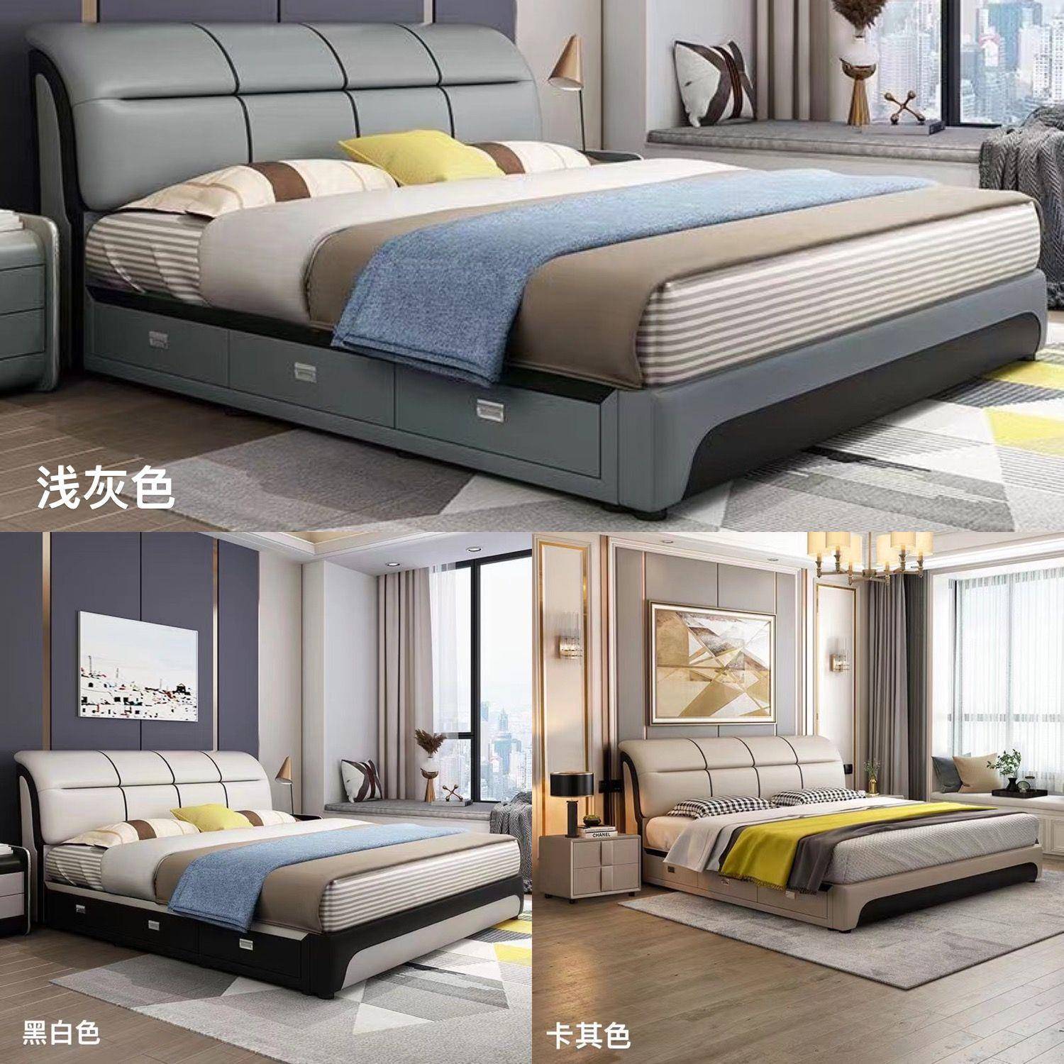 现代简约2354床1.米卧室床双人15.x2米床家用婚小户型8储物软包床