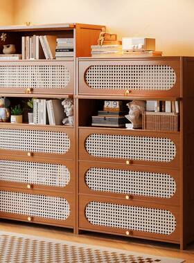 美式翻斗书柜复古藤编关柜入玄户走架廊储物柜大容量收纳展示KKZ