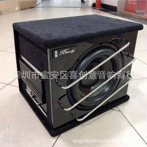 汽炮车改低低音炮1TEM0寸有源音响车载重音喇叭车用低音箱体装