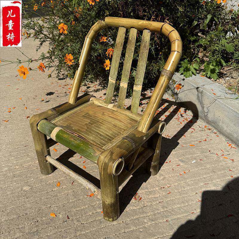 楠竹童摄竹椅UPH子靠背椅宝宝儿椅然老式编织复古影天幼儿园手工
