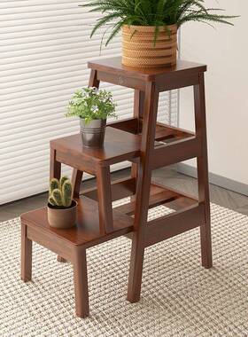 实木梯凳家厨用叠登梯高子爬高凳子房客厅BYN两用台阶高折脚凳三