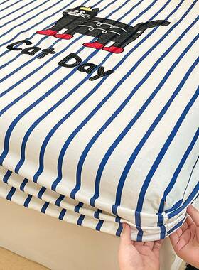 夏天A类纯棉加厚老粗床笠单100全童棉FIO床罩儿卡通床床垫套布三