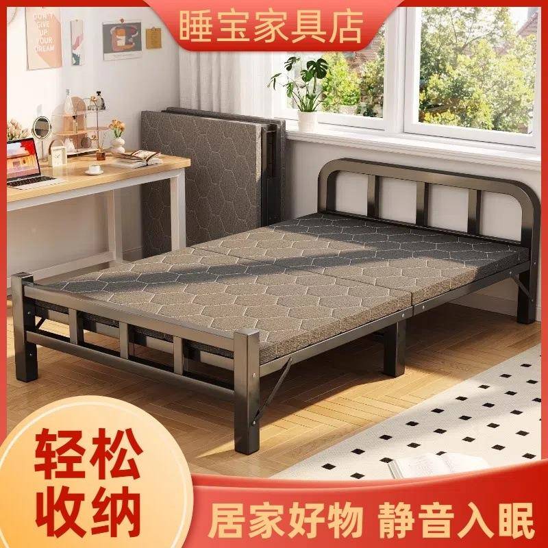 铁艺床家用叠简约休折叠钢木床出租屋单人床见详情成床人午折床结