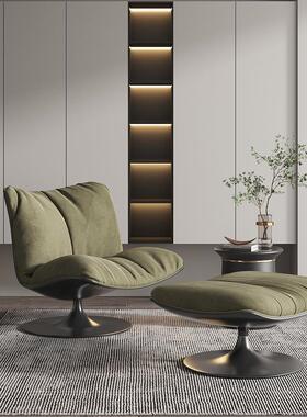 麂设皮绒单人休闲代椅厅卧OWK室计师极简旋转椅现轻奢懒人客沙发