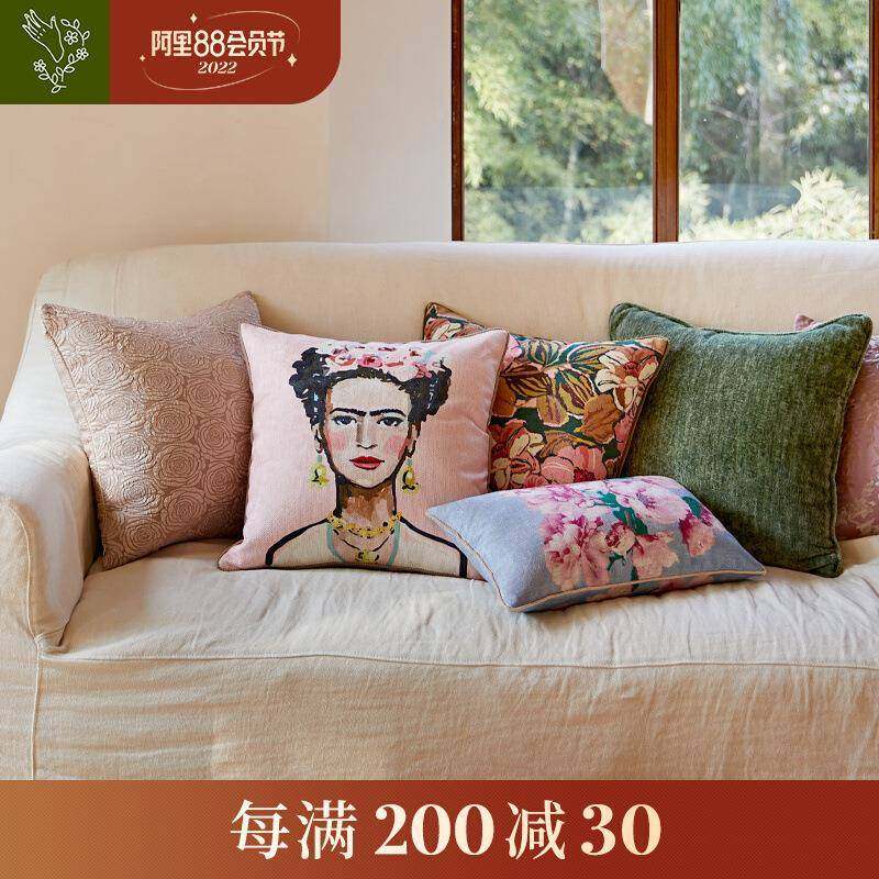 OQ简M5轻奢法式抱F7669569枕复古人物垫印花现代约沙发客厅欧式靠,居家布艺,抱枕被,淘宝优惠券,粉丝福利购,淘宝优惠卷