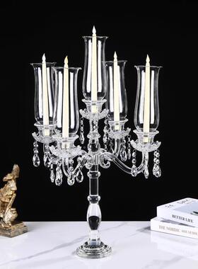 直欧销5头式水晶具烛台摆店件婚庆婚礼道家居装饰酒CXDT--03摆件