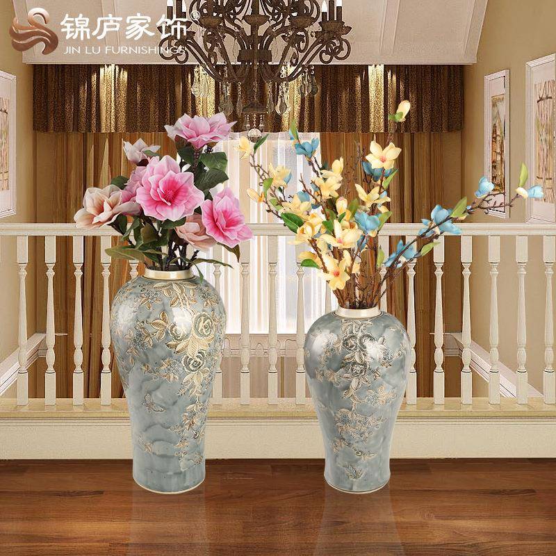 欧式陶花瓶客厅瓷器JKF柜花插摆边件现代家居时尚装饰品电视瓷旁