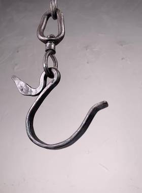 手铁作中式挂钩手创工XQM锻打艺吊钩自意鹤钩万向旋转在钩茶道