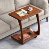 全木沙发桌VAT边几简带约可移动小子轮子小户实型方形卧室床小茶