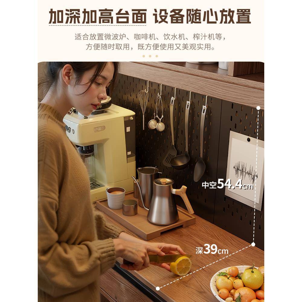 实木边柜餐桌体客厅置物柜餐靠墙一酒柜简约储物柜OOI折叠餐带桌