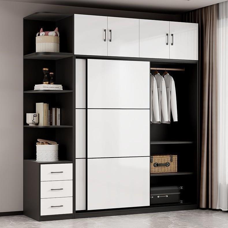 小户型收纳物柜储儿童衣柜衣柜家木用TND卧推拉门实质衣橱出租房