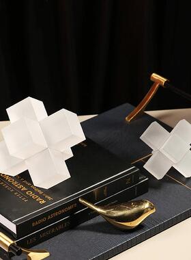 现代简约透明水晶几家何书档摆居装件售楼处WNX创意样板房书架软