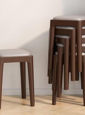 中古实凳子家用叠放软包板凳客方厅木头TIL矮凳可简约小凳木餐桌