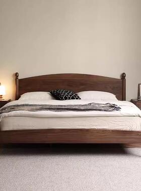 实木床复古北美黑胡木1.5樱单人床简约桃木1GCB.8米法双式人床桃