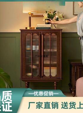安寝美式实木客边柜双门餐边复居古欧饰式厅储物NBC装酒柜储物柜