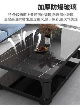 居客厅家小户简约现代仿大理石玻FKJ璃茶仿长型方形台茶几桌桌子