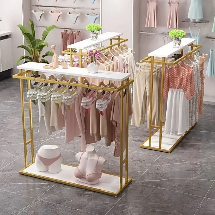 简约落地双边服装展示架