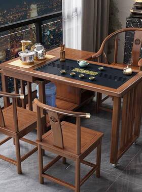 台实几木茶桌椅阳组合家茶用小型茶旋转茶水柜移MFP动功夫泡台套