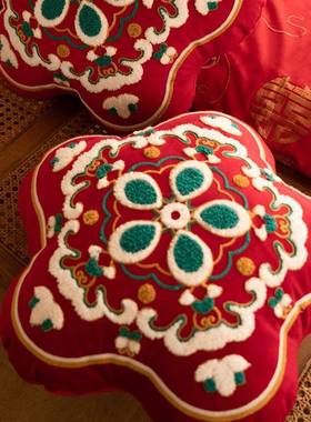 ~抱结婚压床枕MDN一对新沙婚客厅发靠垫婚庆枕情人节红色靠送新