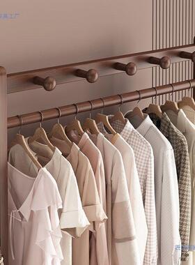 VJO落地衣帽架中式民卧室置物动移挂衣架宿架实木客厅简约现代家