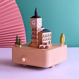 欧式现代大笨钟风格木制工艺ZER品建筑模型游纪念英伦品会动的旅