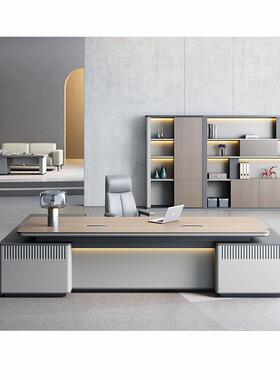 现代简约老办板桌总裁办公公班桌董事长办室电DYW脑桌高端公桌大