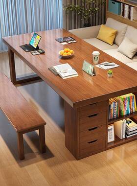 去客化厅实木大板桌家用办KJB公桌简约学写字桌长方习形书桌桌餐