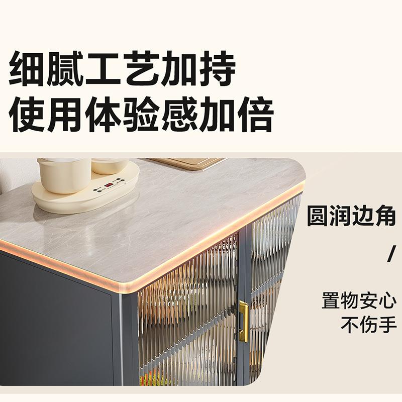 岩板边柜厨JPE房置餐物架落地厚收纳柜微波炉烤收箱加多功能纳储