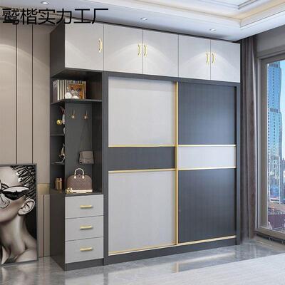 室实木推拉门衣柜家用卧台ACJ意式门轻奢移衣橱梳妆一体组合